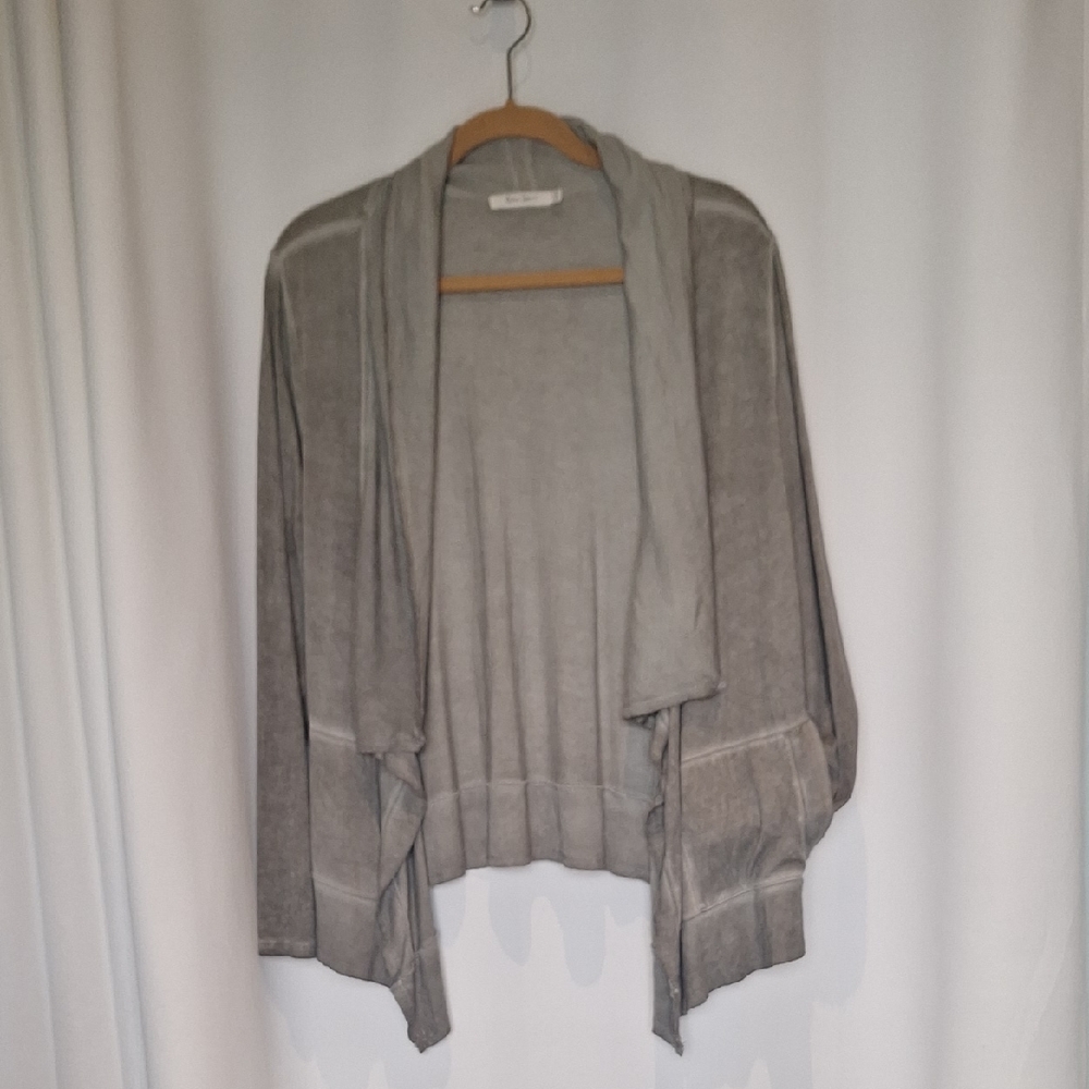 Beau Jours Army Green Waterfall Jersey Cardigan Size Medium
